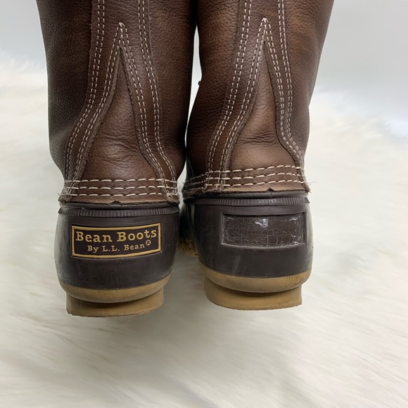 LL Bean Shearling Fur Lined Duck Boots Brown - Picture 4 of 8